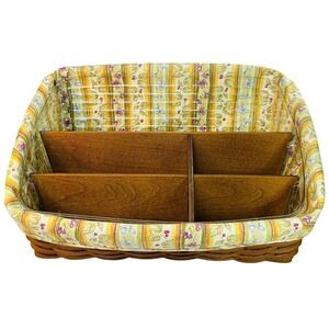 Longaberger 2007 LARGE DESKTOP Rich Brown Basket Wood Dividers Liner Protector